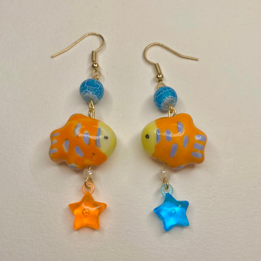 Contrasting Colors Fish Earrings