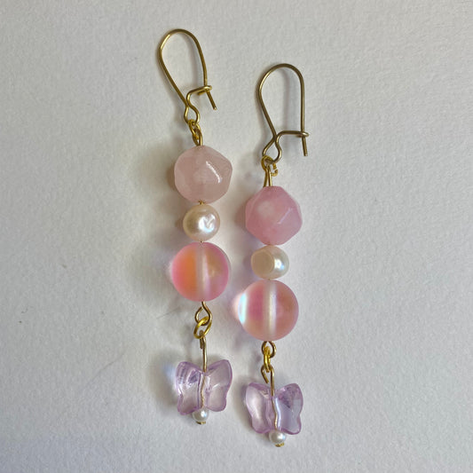 Pink Butterfly Earrings