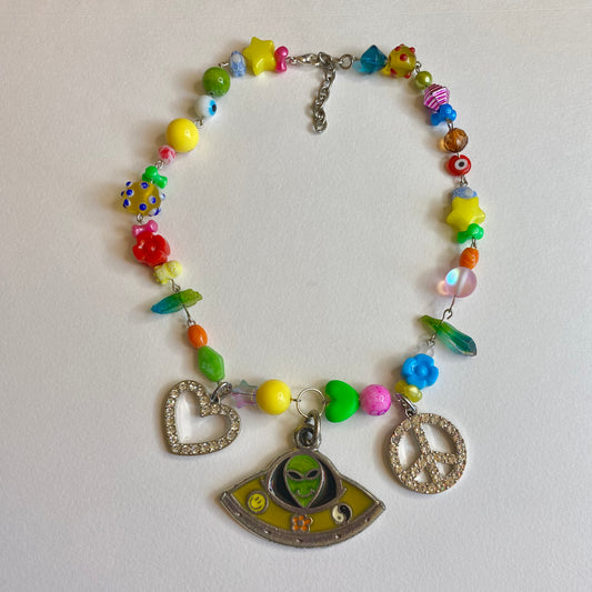 Peace, Love, and Aliens Necklace