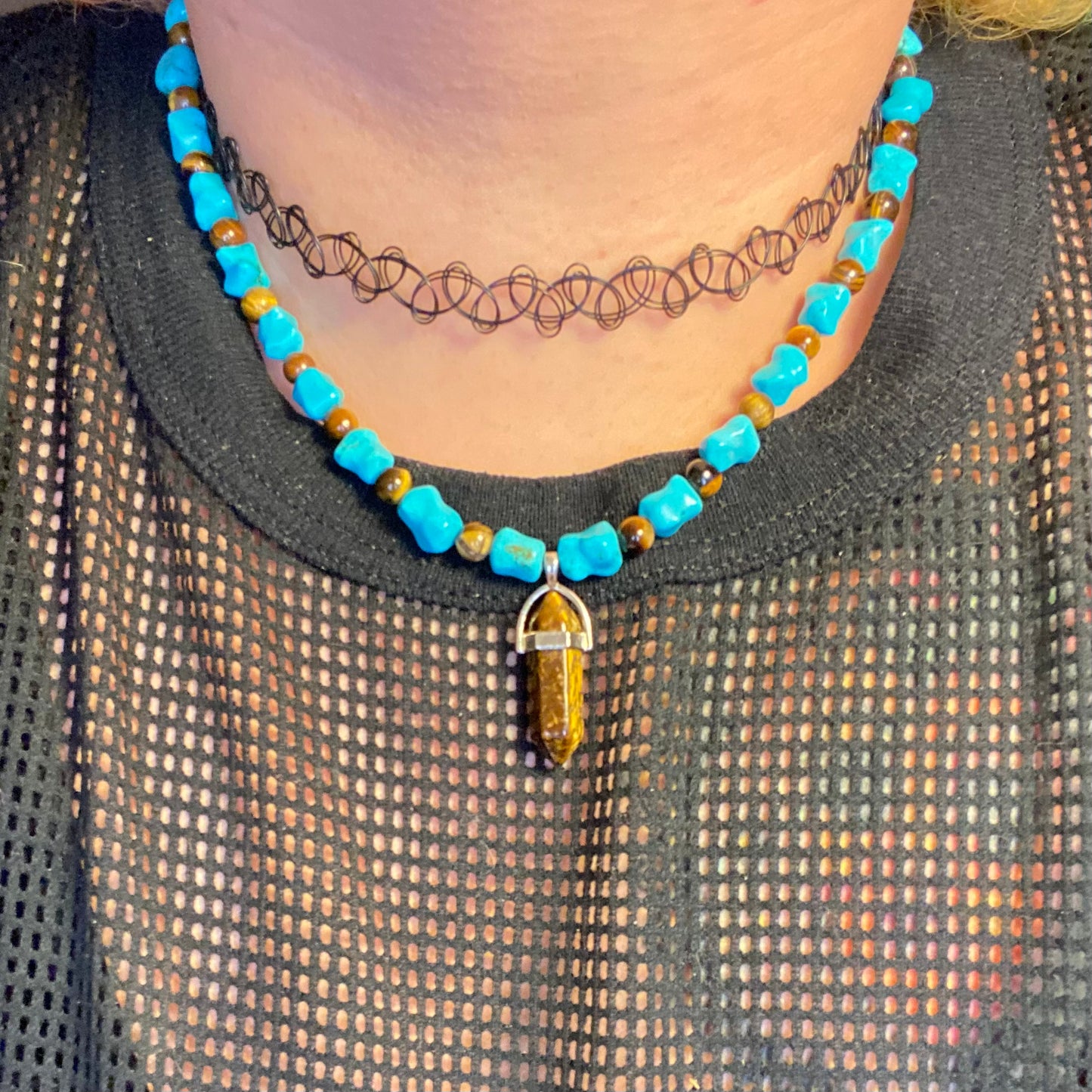 Tigers Eye and Howlite Necklace