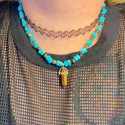 Tigers Eye and Howlite Necklace