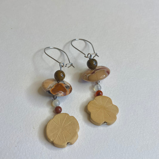 Stone and Wood Earrings