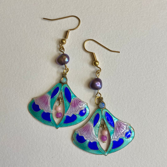 Upcycled Pearl and Opal Earrings