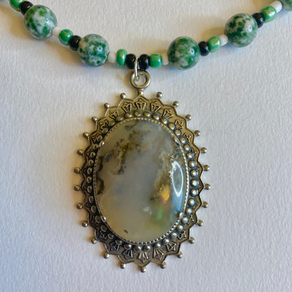 Moss and Tree Agate Necklace