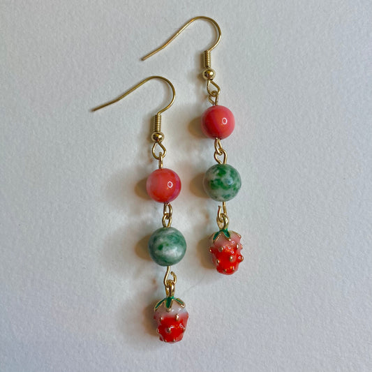 Tree Agate Strawberry Earrings