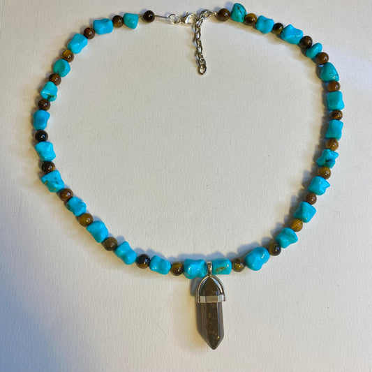 Tigers Eye and Howlite Necklace